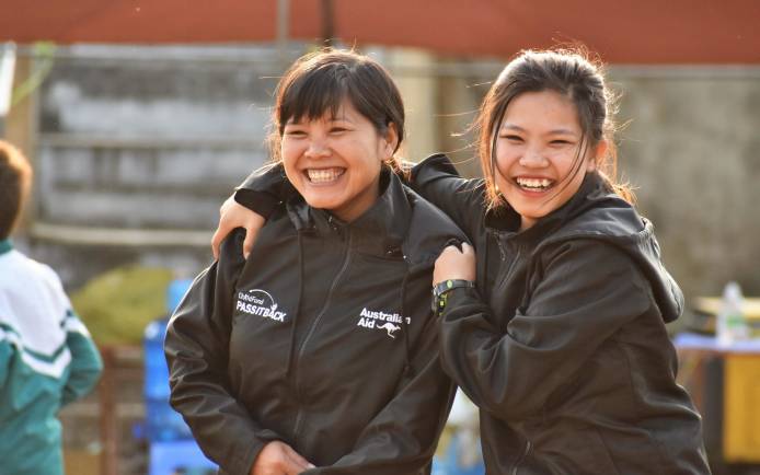 A mother-daughter rugby coaching team