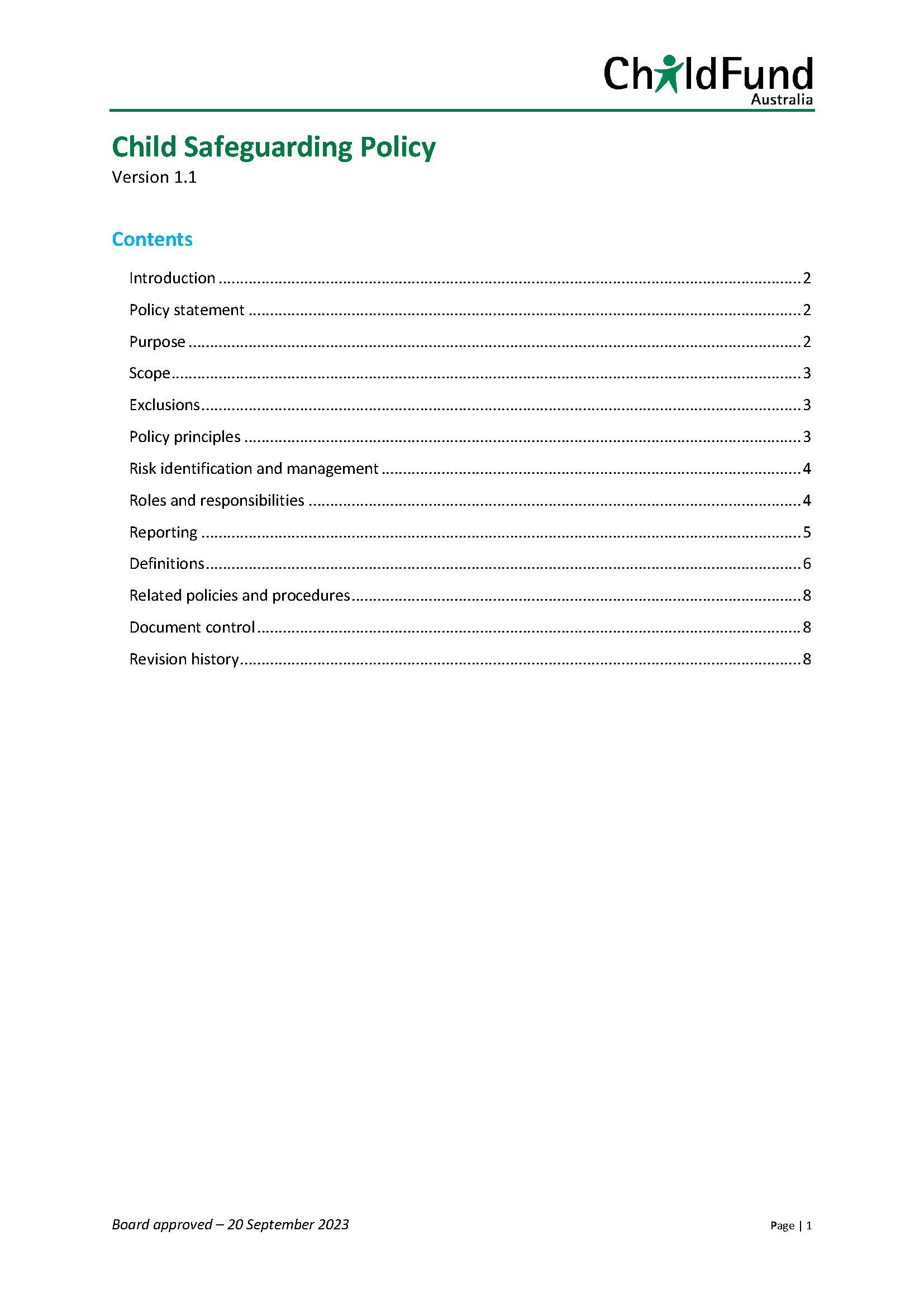 Child Safeguarding Policy